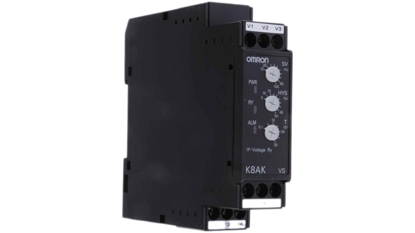 Omron K8AK-VS Überwachungsrelais 1 → 10 V ac/dc, 15 → 150 V ac/dc, 3 → 30V ac/dc 1-phasig,