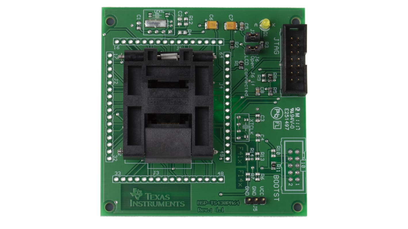 Adaptador de programación de chip Placa de zócalo ZIF de 64 contactos para MSP430F13x, MSP430F14x, MSP430F14x1,