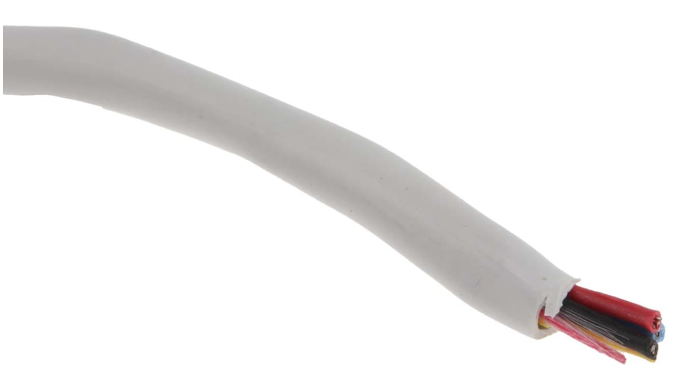 RS PRO Control Cable, 4 Cores, 0.19 mm², Unscreened, 100m, White PVC