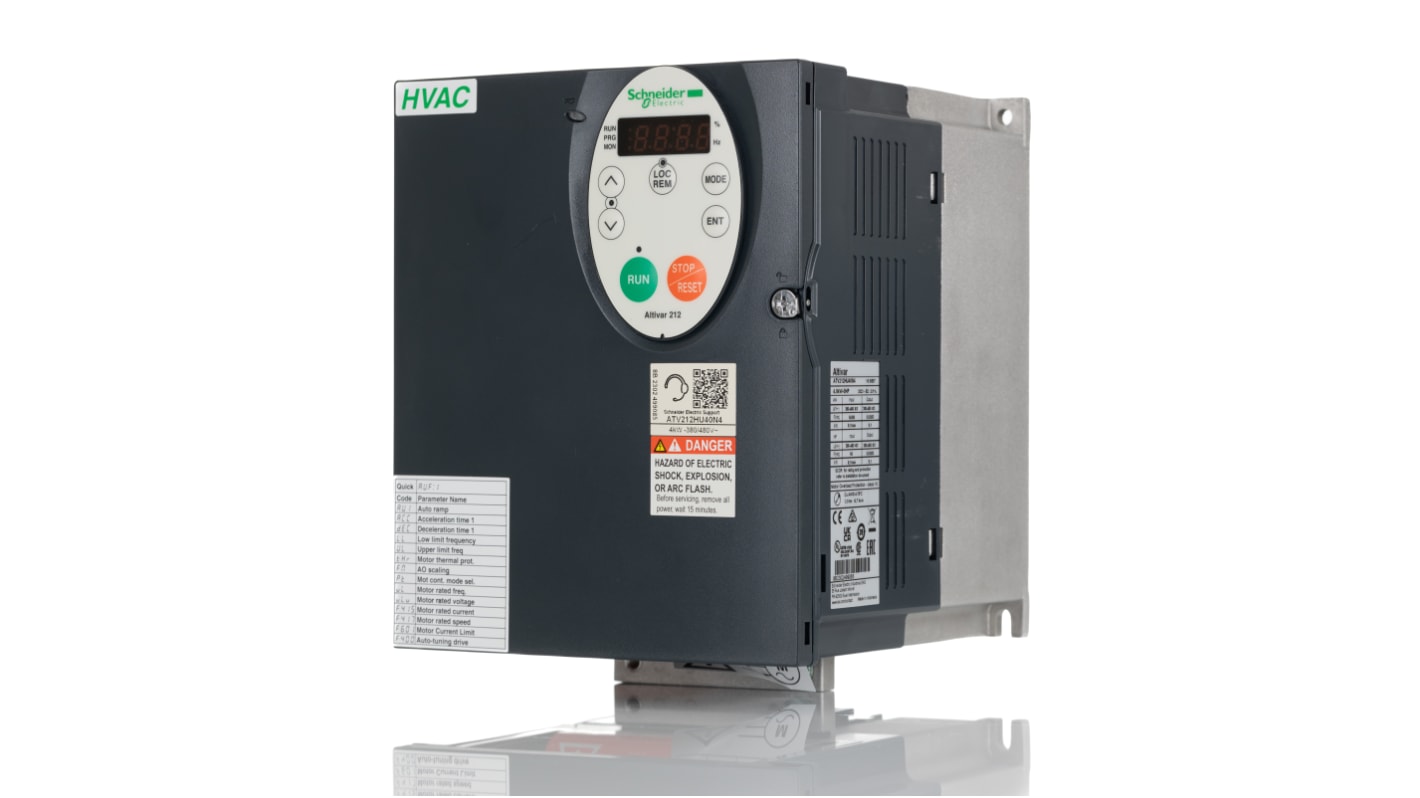 Schneider Electric Inverter Drive, 4 kW, 3 Phase, 400 V ac, 9.1 A, ATV 212 Series