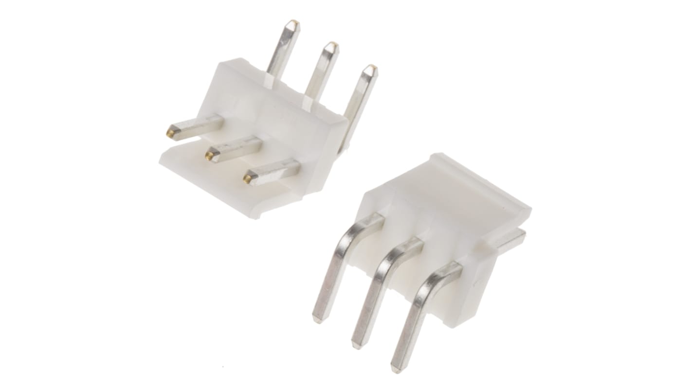 Conector macho para PCB Ángulo de 90° JST serie VH de 3 vías, 1 fila, paso 3.96mm, para soldar, Montaje en orificio