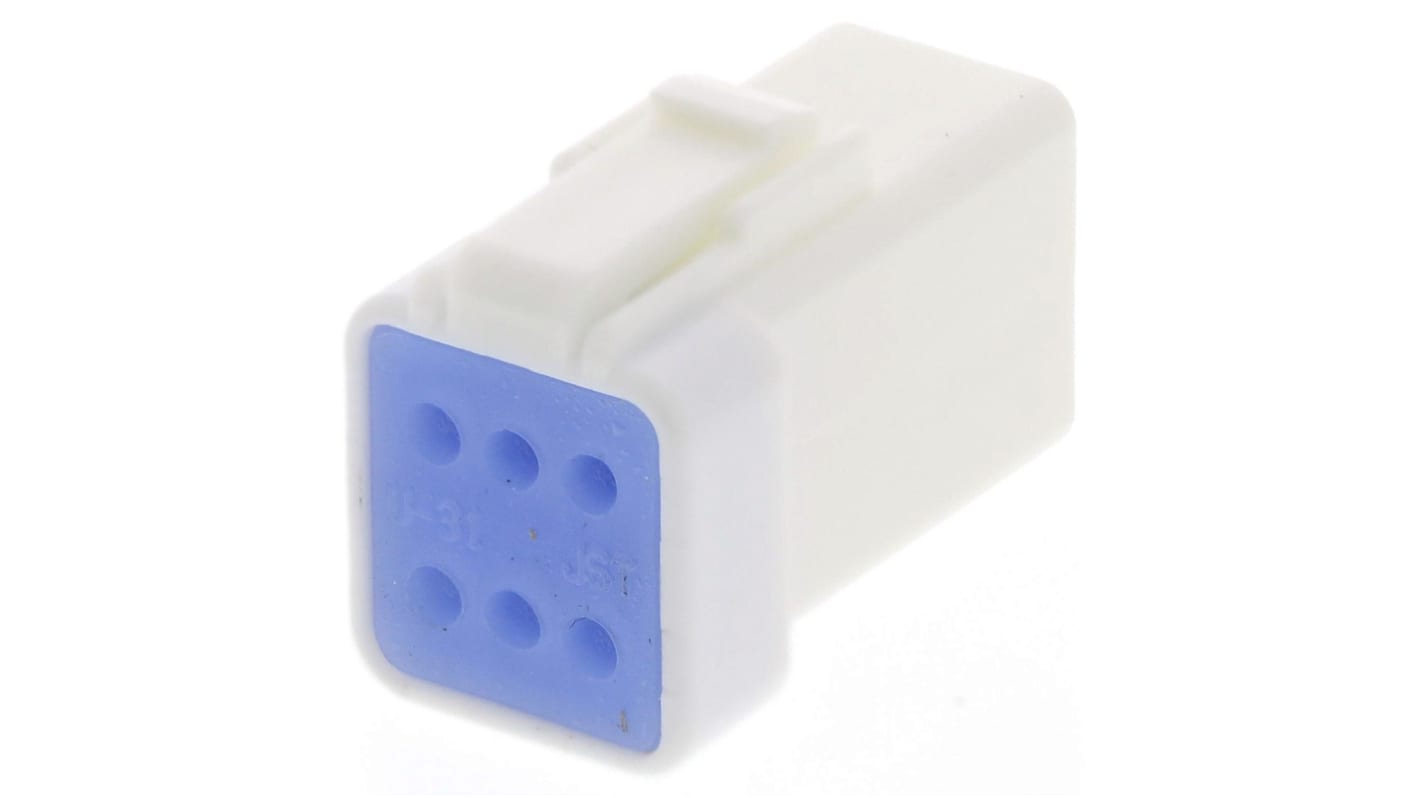 Carcasa de conector JST 06R-JWPF-VSLE-D, Serie JWPF, paso: 2mm, 6 contactos, 2 filas, Recto, Macho, Montaje de Cable