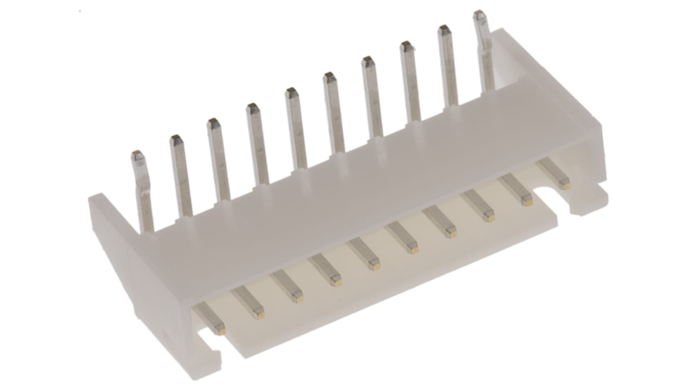 Conector macho para PCB Ángulo de 90° JST serie XH de 10 vías, 1 fila, paso 2.5mm, para soldar, Montaje en orificio