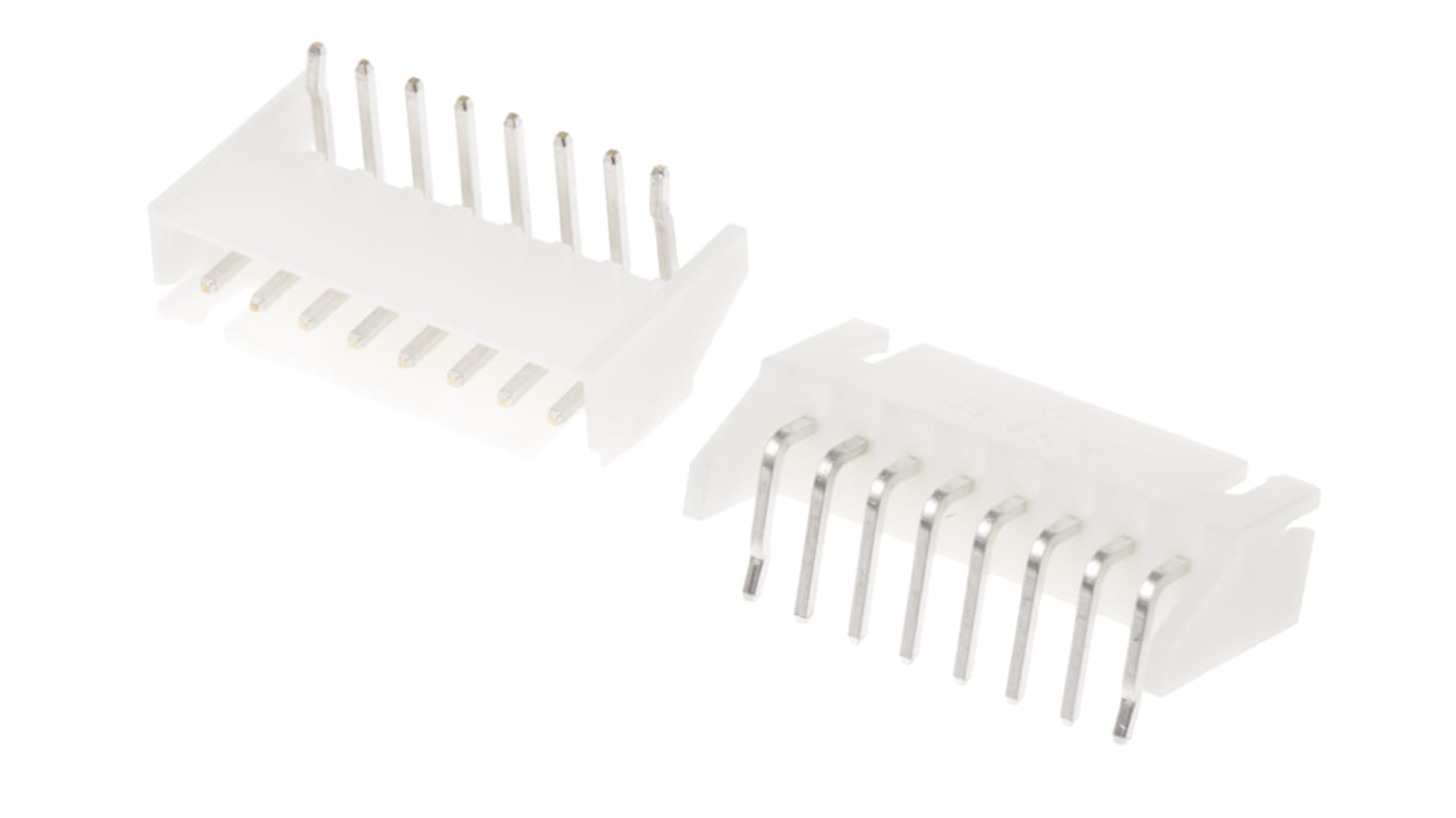 Conector macho para PCB Ángulo de 90° JST serie XH de 8 vías, 1 fila, paso 2.5mm, para soldar, Montaje en orificio