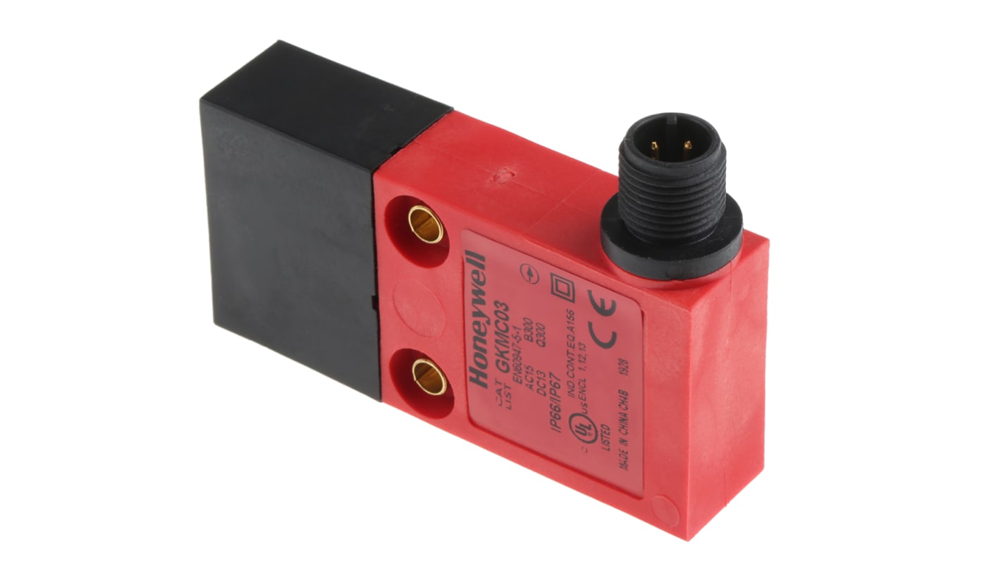 Interruptor de Bloqueo de Seguridad Honeywell GKMC03, Conector M12, 2, 1 NC / 1 NA, 10 A, 240V, 250V, Sí, Fibra de