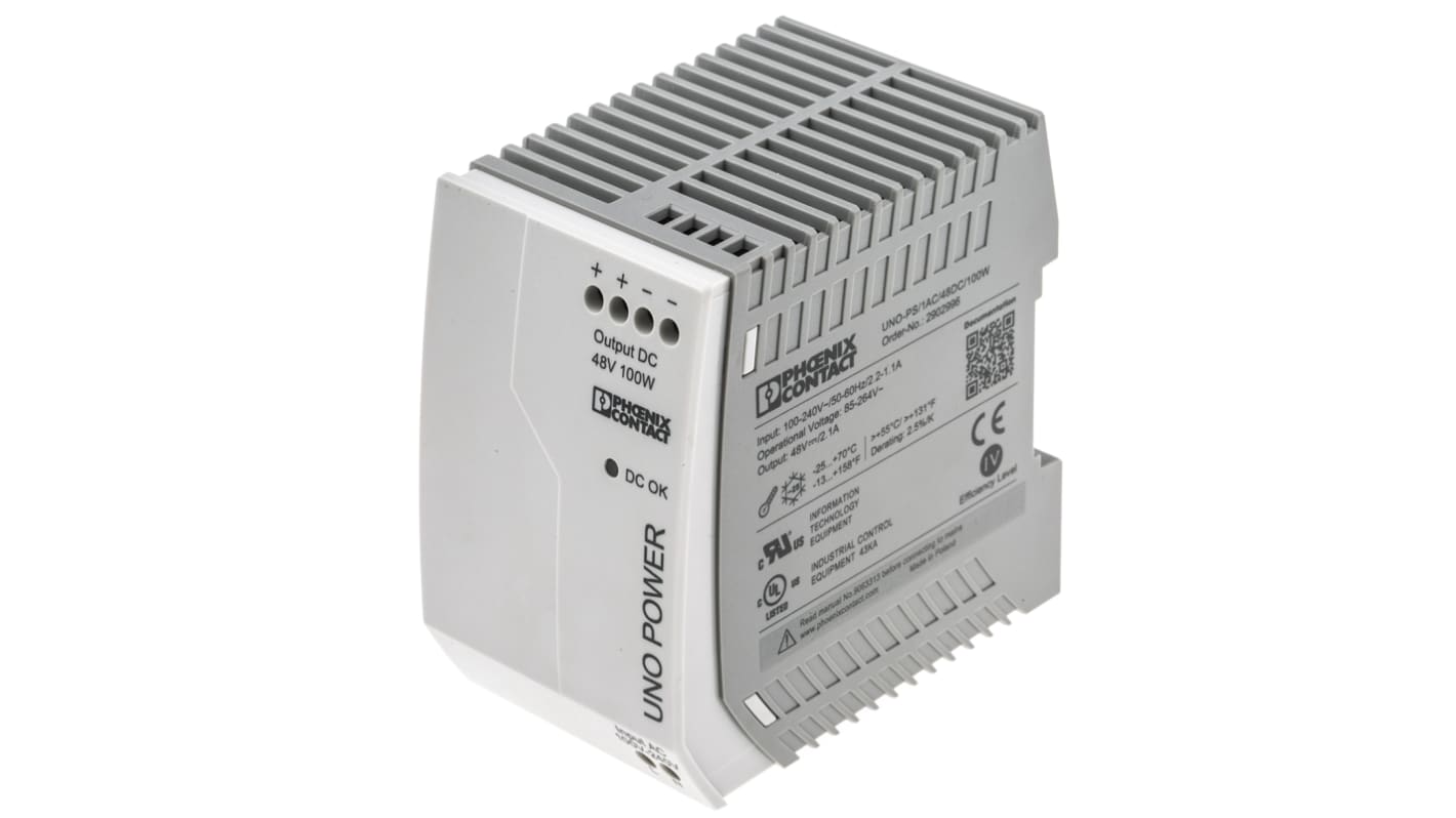 2902996 | Phoenix Contact UNO POWER Switched Mode DIN Rail Power Supply ...