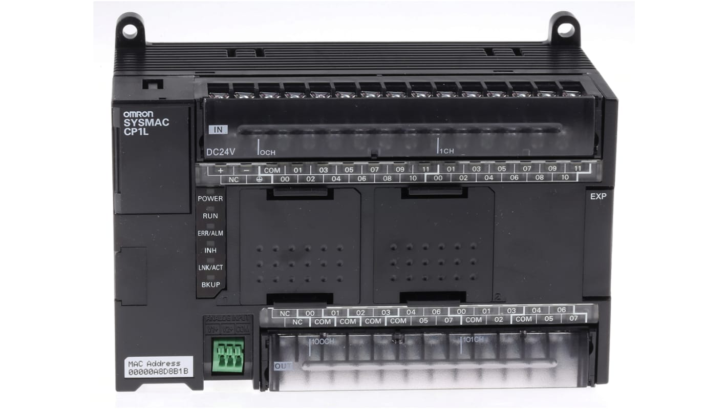 Omron PLC CPU CP1L-EM, Ethernet, kapacitás: 10000 lépés, 40 I/O elem, 10000 lépés, DIN-sín