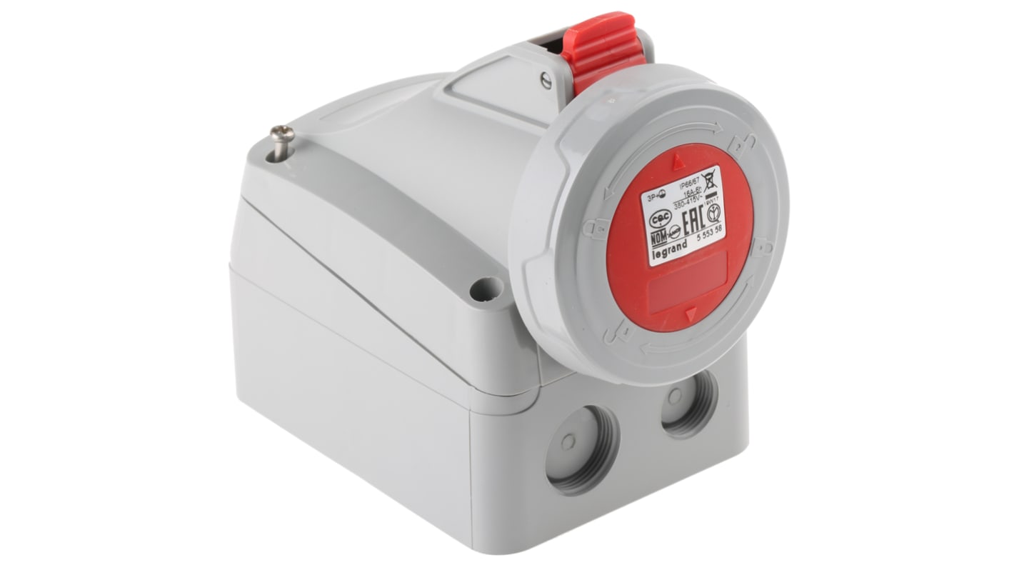 5 553 58 Legrand, P17 Tempra Pro IP66, IP67 Red Wall Mount 3P + E