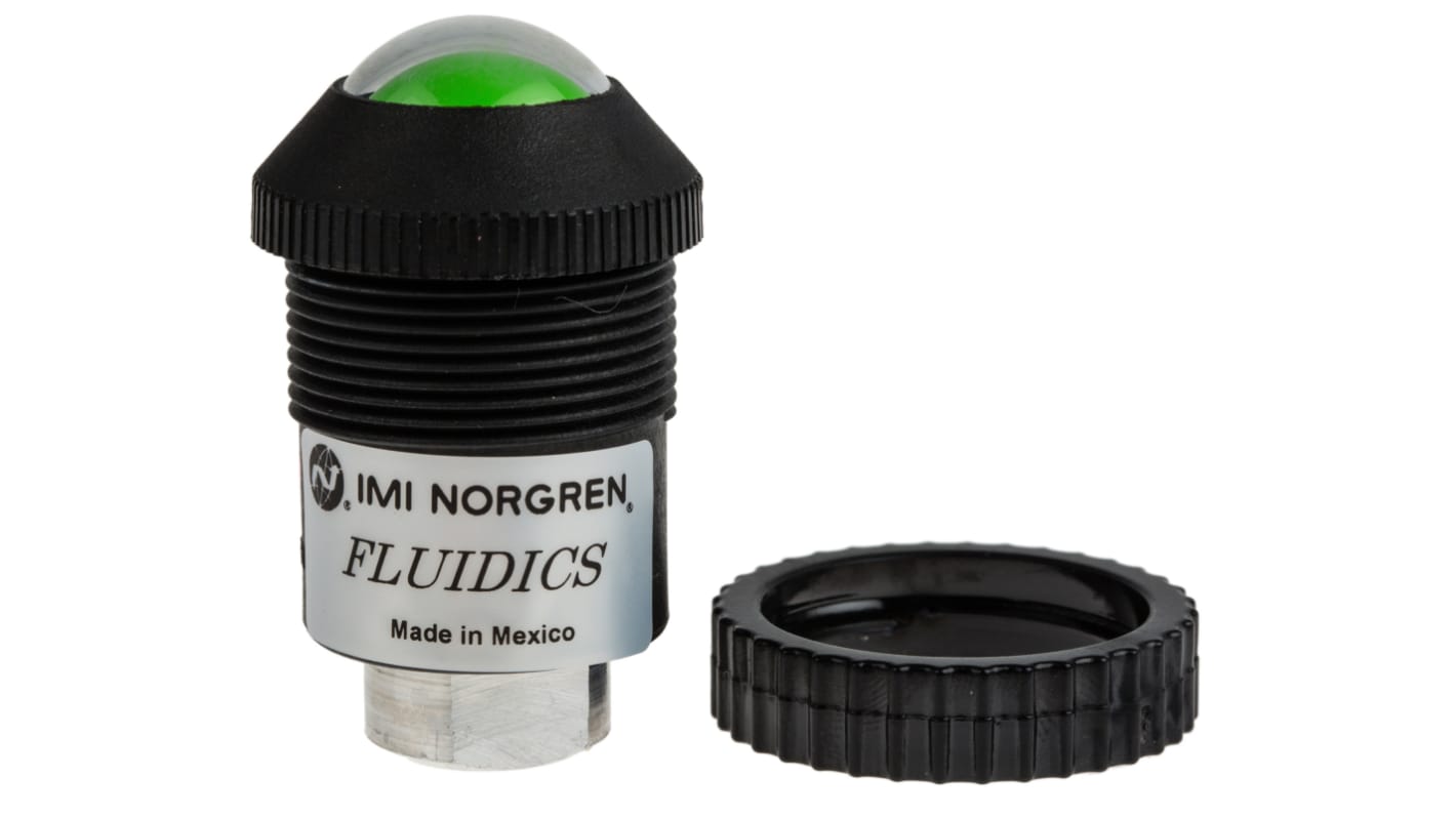 Norgren Green, Red Panel Mounting Visual Indicator, 8.6bar, G 1/8 inlet port, 30mm mount hole