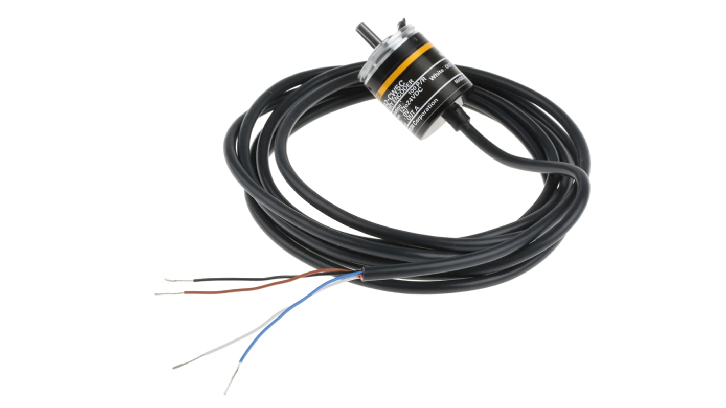 Omron E6A2 Series Incremental Incremental Encoder, 100 ppr, NPN Open Collector Signal, Solid Type, 4mm Shaft