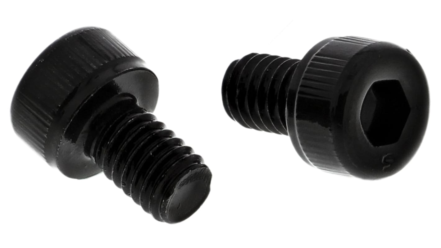RS PRO Black, Self-Colour Steel Hex Socket Cap Screw, DIN 912, M4 x 6mm