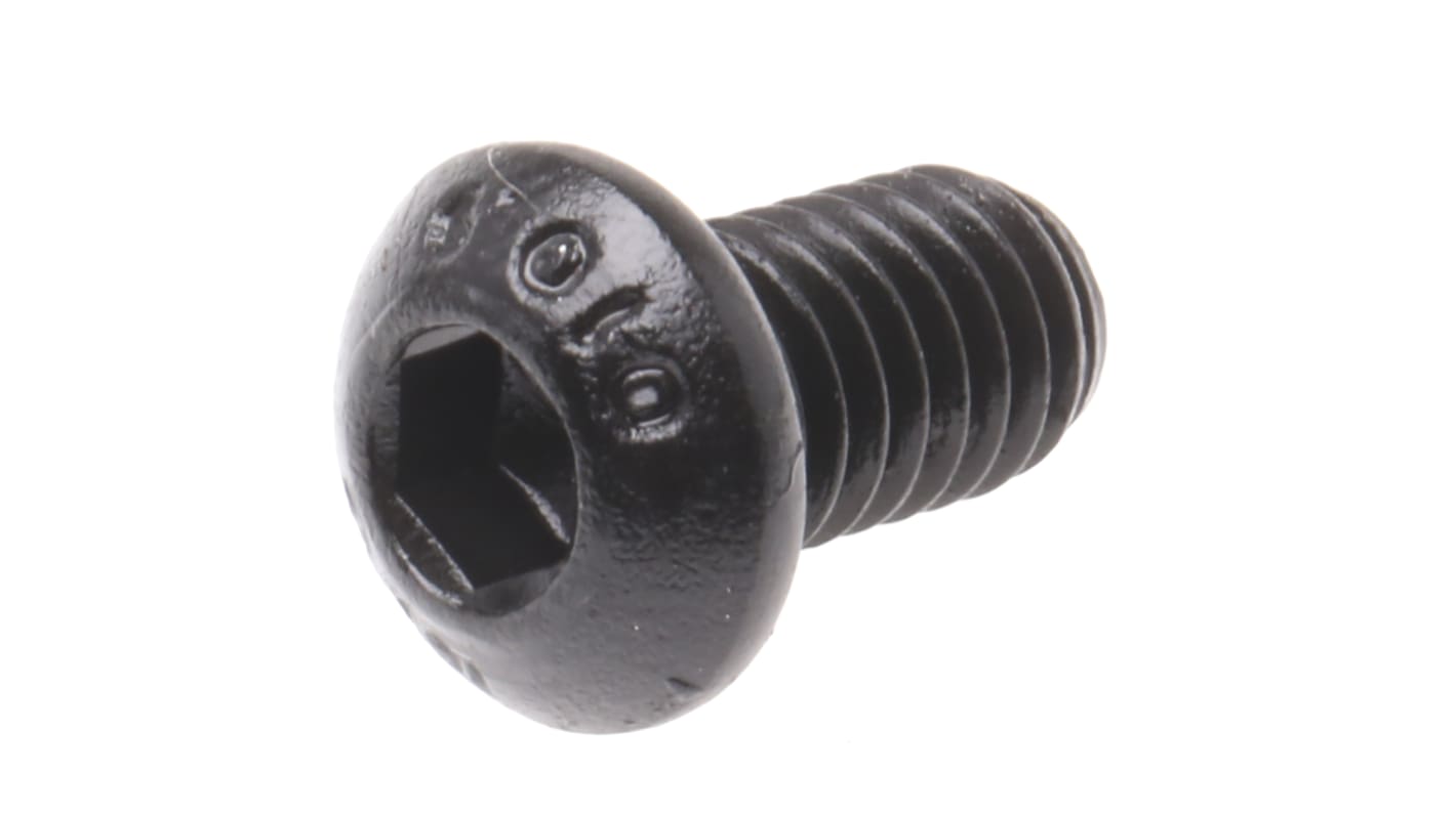 RS PRO Black, Self-Colour Steel Hex Socket Button Screw, ISO 7380, M6 x 10mm