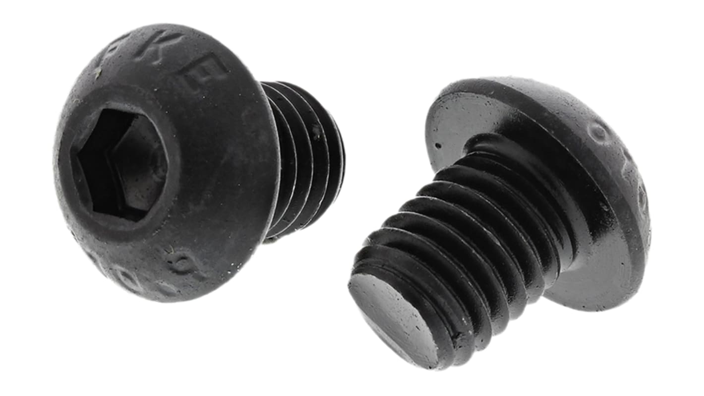 RS PRO Black, Self-Colour Steel Hex Socket Button Screw, ISO 7380, M8 x 10mm