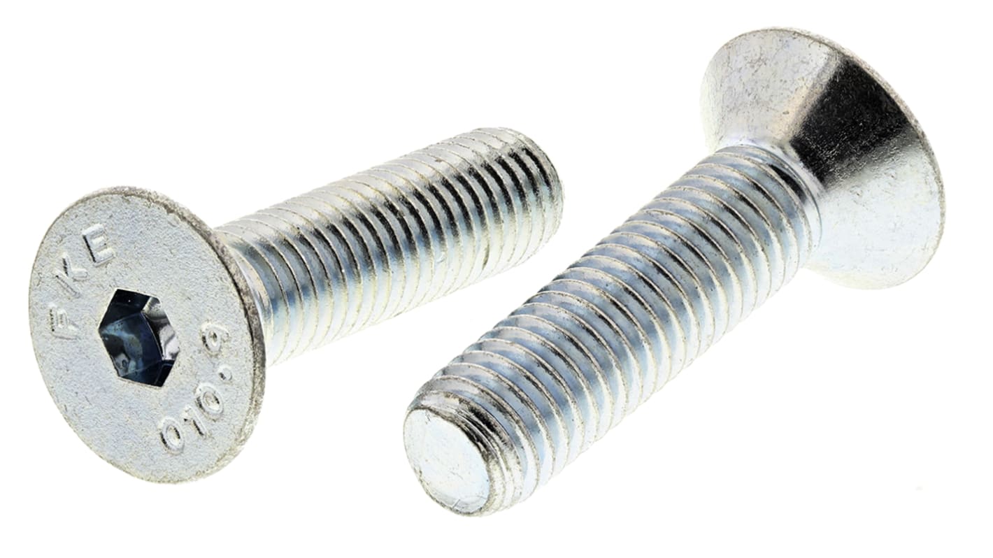 RS PRO Bright Zinc Plated Steel Hex Socket Countersunk Screw, DIN 7991