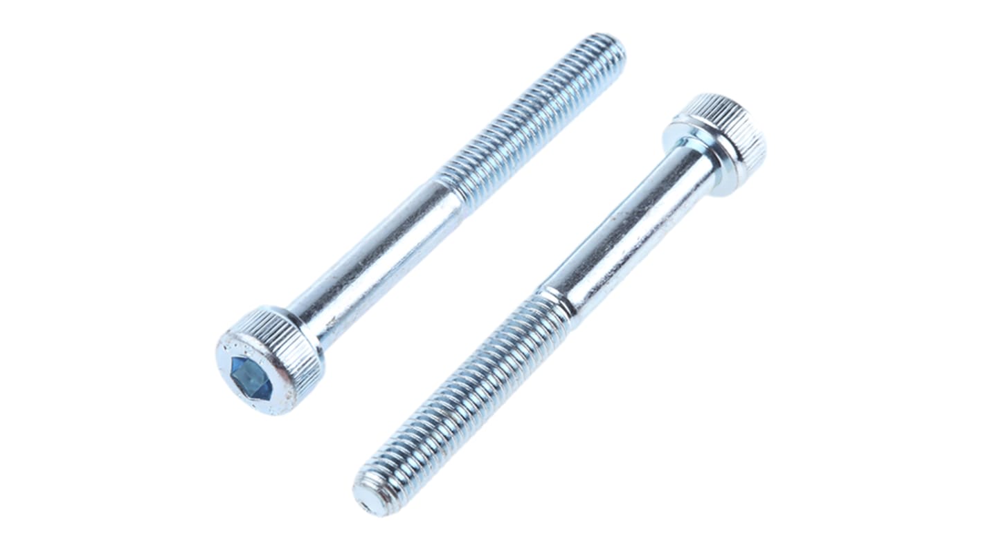 RS PRO Bright Zinc Plated Steel Hex Socket Cap Screw, DIN 912, M5 x 45mm