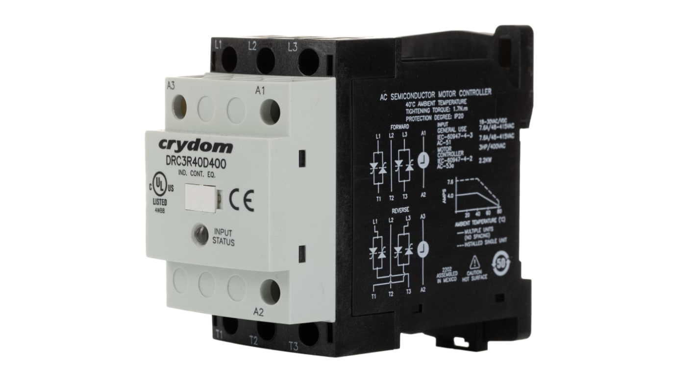 Sensata / Crydom DRC Series Solid State Contactor, 3-Pole, 32 mA, 3NO, 30 Vdc