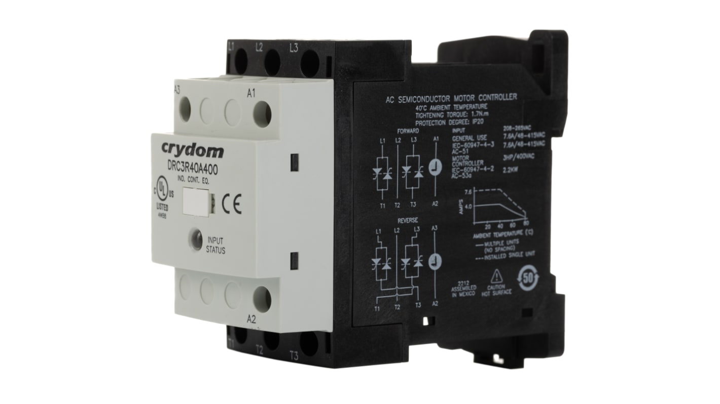 Sensata / Crydom DRC Series Solid State Contactor, 3-Pole, 32 mA, 3NO, 30 V dc