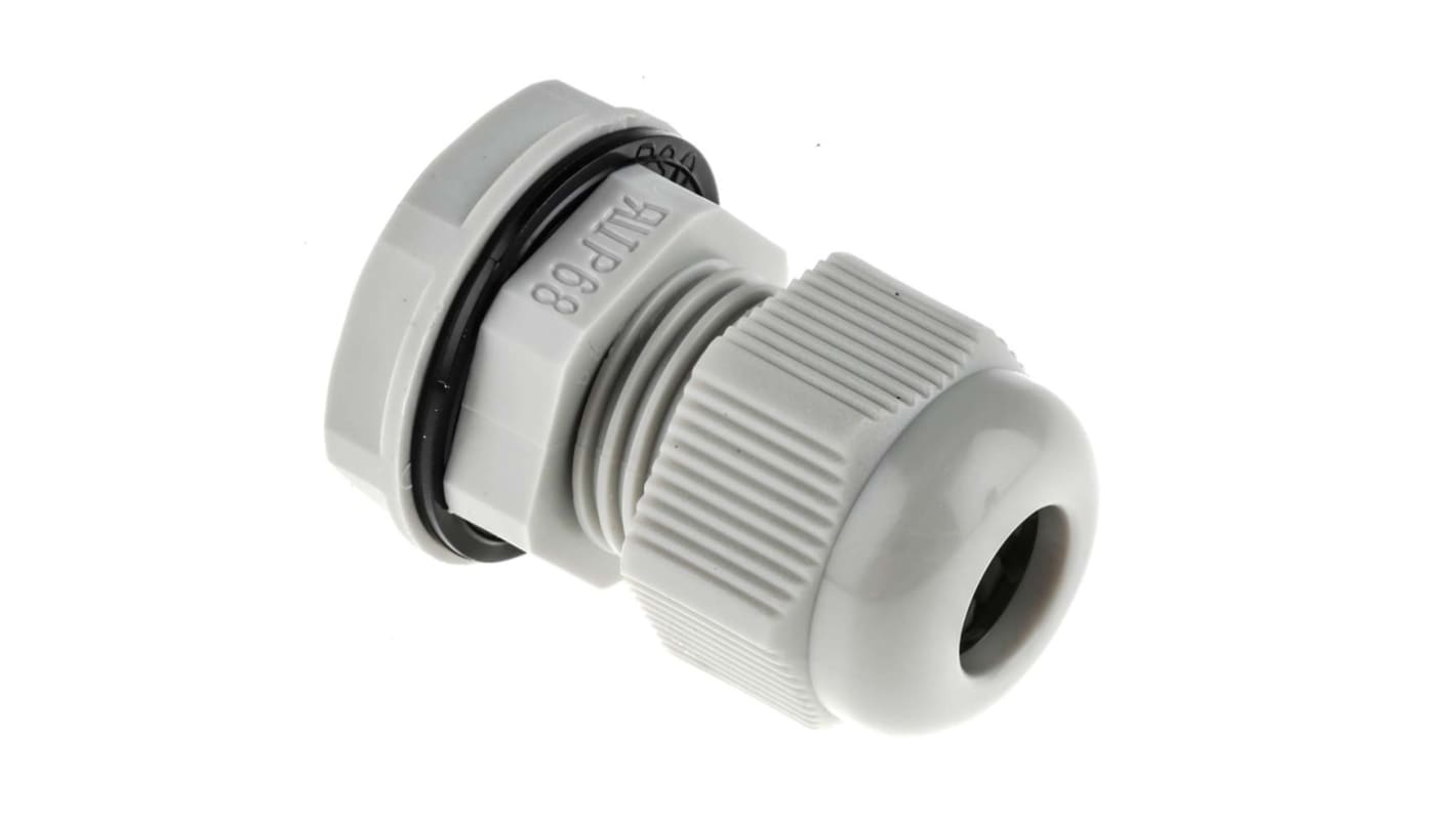 RS PRO Grey Nylon Cable Gland, PG9 Thread, 4mm Min, 8mm Max, IP68