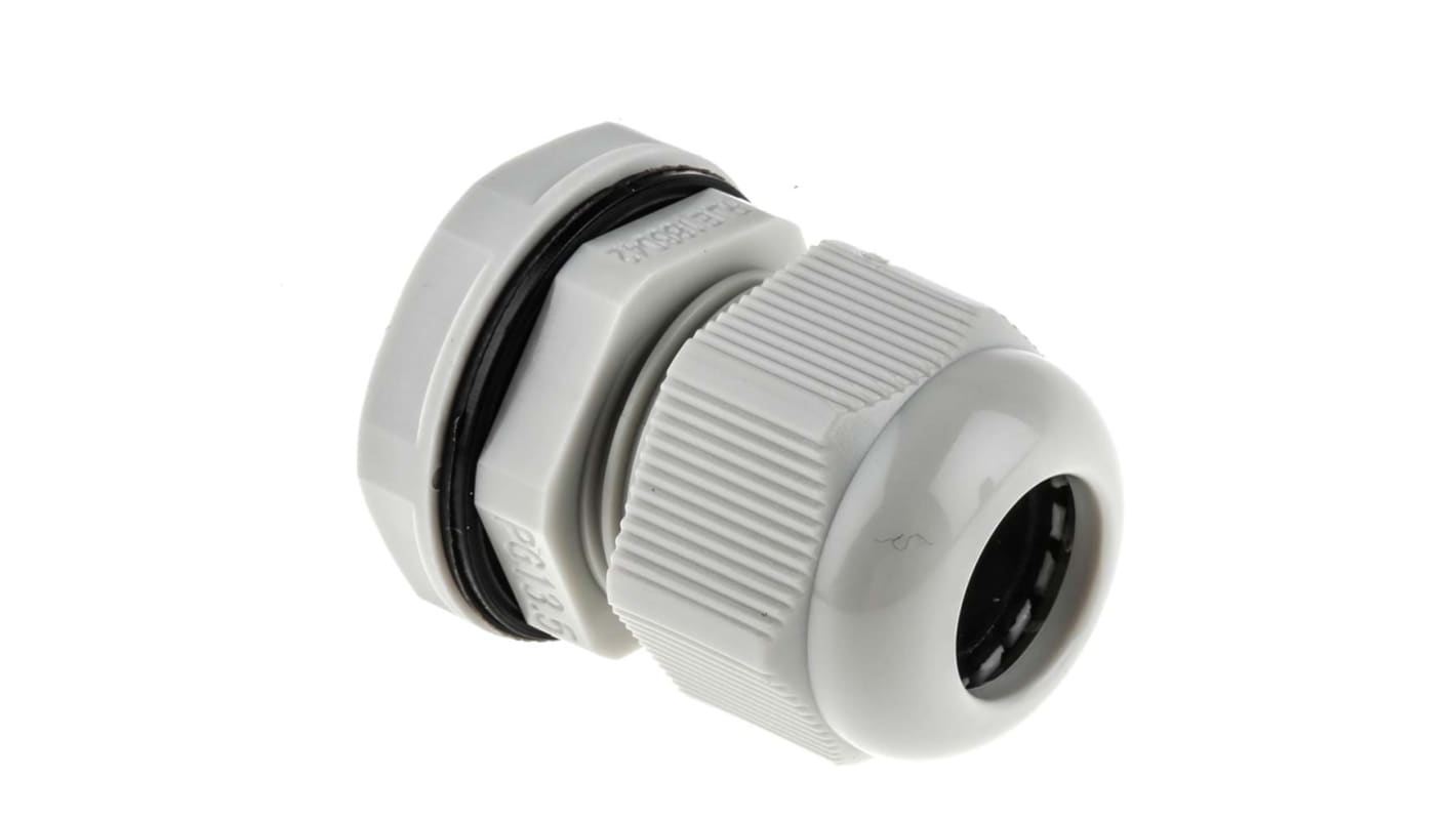 RS PRO Grey Nylon Cable Gland, PG13.5 Thread, 6mm Min, 12mm Max, IP68