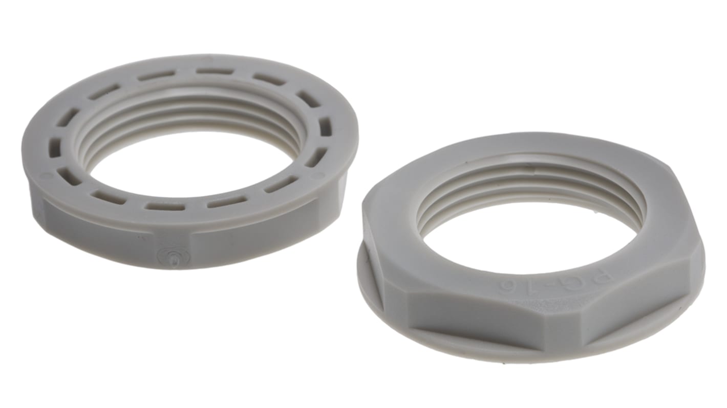 Ecrou pour presse étoupe RS PRO, PG16, Gris, Nylon 66 IP68