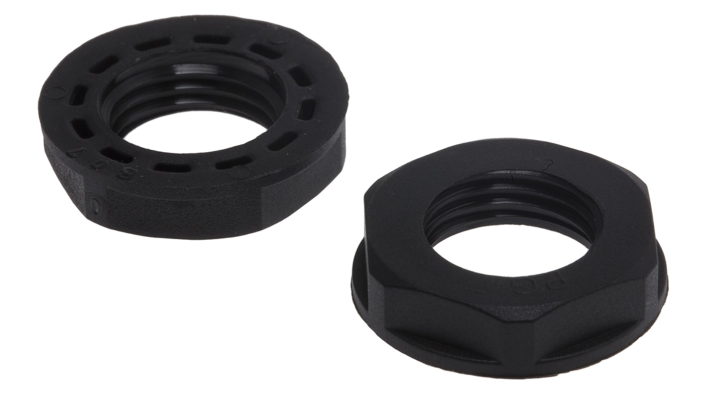 Ecrou pour presse étoupe RS PRO, PG7, Noir, Nylon 66 IP68