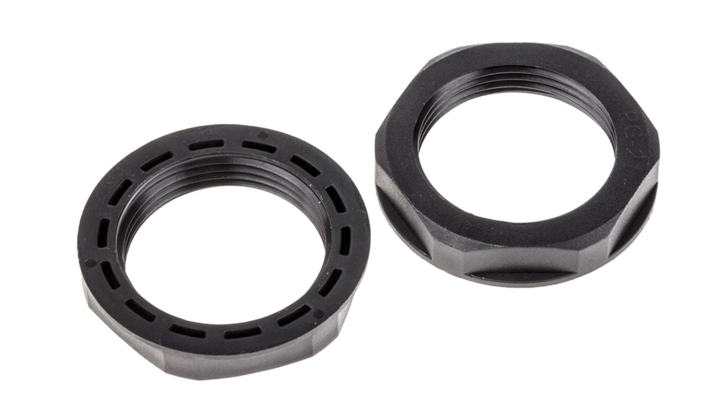 Ecrou pour presse étoupe RS PRO, PG21, Noir, Nylon 66 IP68