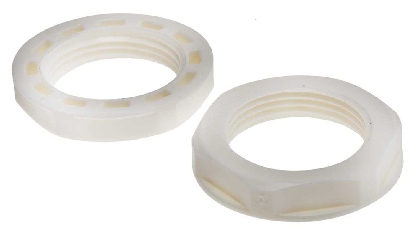 Contratuerca para prensaestopas, RS PRO, Blanco, Nylon 66, M25, IP68