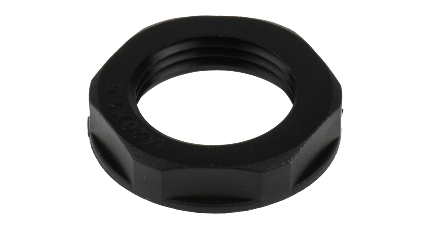 Ecrou pour presse étoupe RS PRO, M20, Noir, Nylon 66 IP68