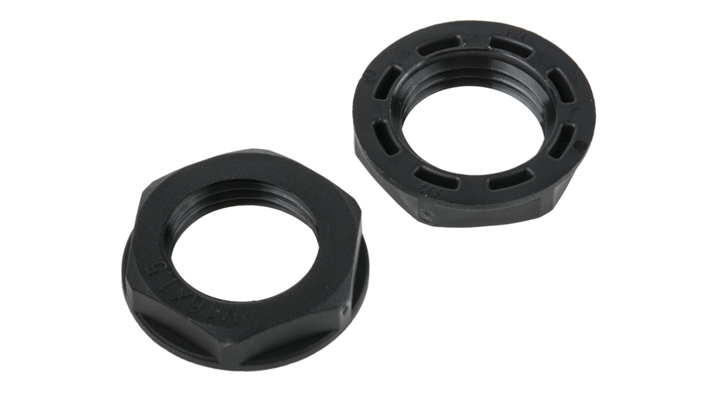 Contratuerca para prensaestopas, RS PRO, Negro, Nylon 66, M16, IP68