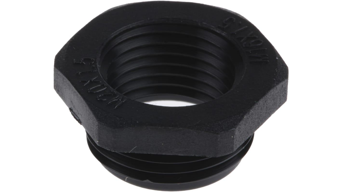 Reductor de rosca para prensaestopas, RS PRO, Reductor, Negro, Nylon 66, M20 x 1.5mm