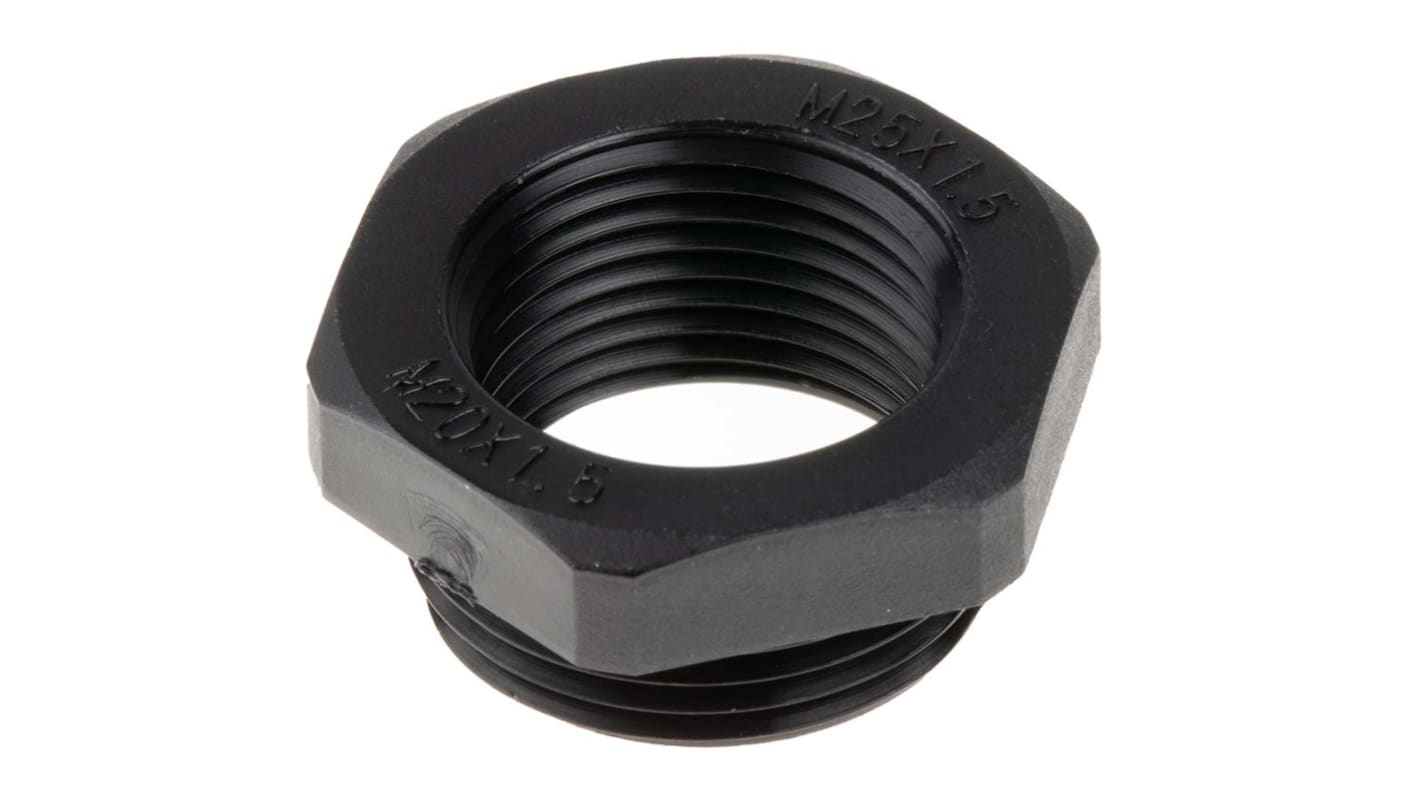 Reductor de rosca para prensaestopas, RS PRO, Reductor, Negro, Nylon 66, M25 → M20