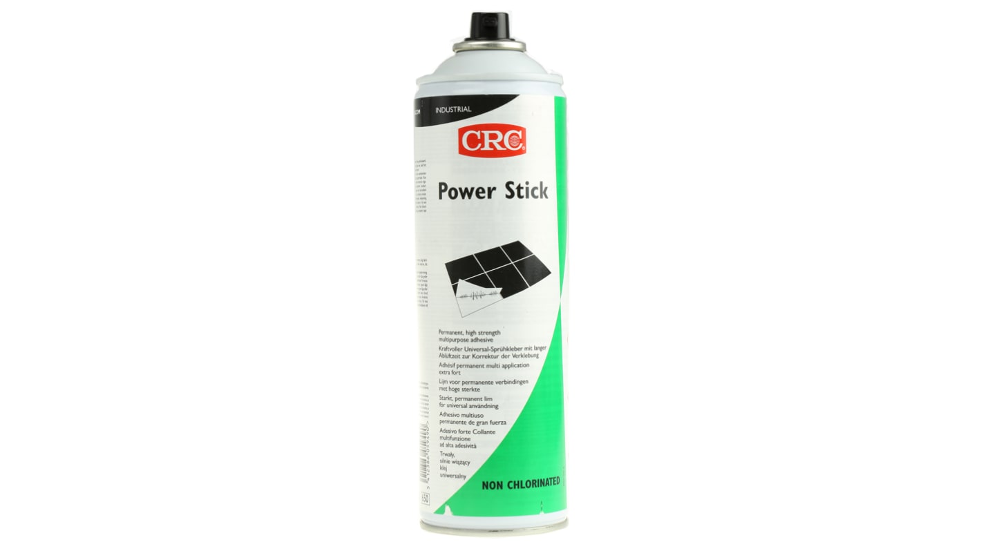 CRC Power Stick Sprühkleber Flüssig transparent, Dose 500 ml, für Teppich, Kork, Textil, Schaumstoff, Metall, Papier,