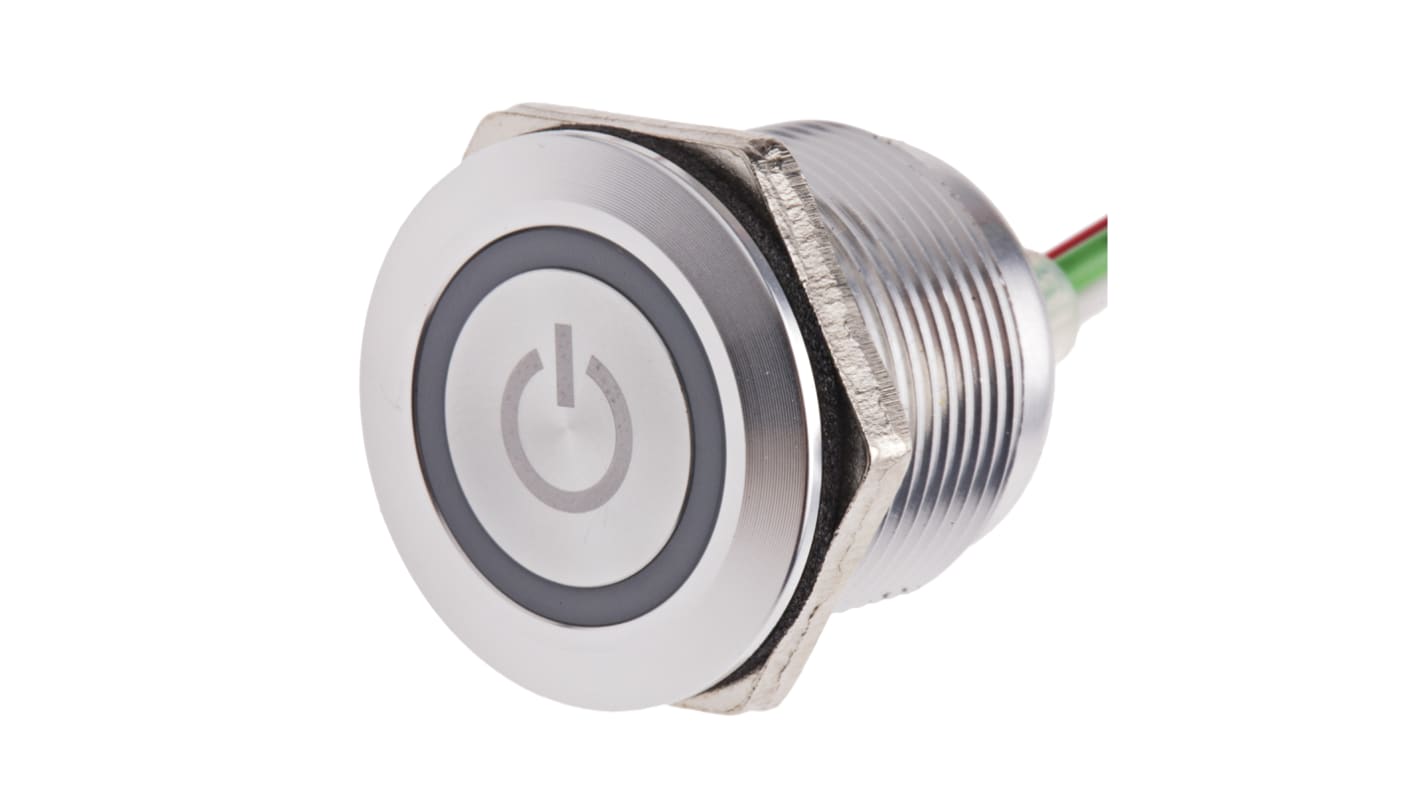 RS PRO Capacitive Switch Momentary NO,Illuminated, Green, Red, IP68 Brass