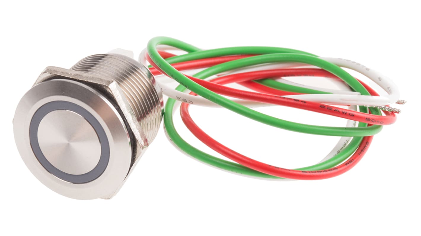 Interruttore capacitivo A ritenuta NA, 1.5A, 30V cc LED Verde, attuatore: Metallo, IP68