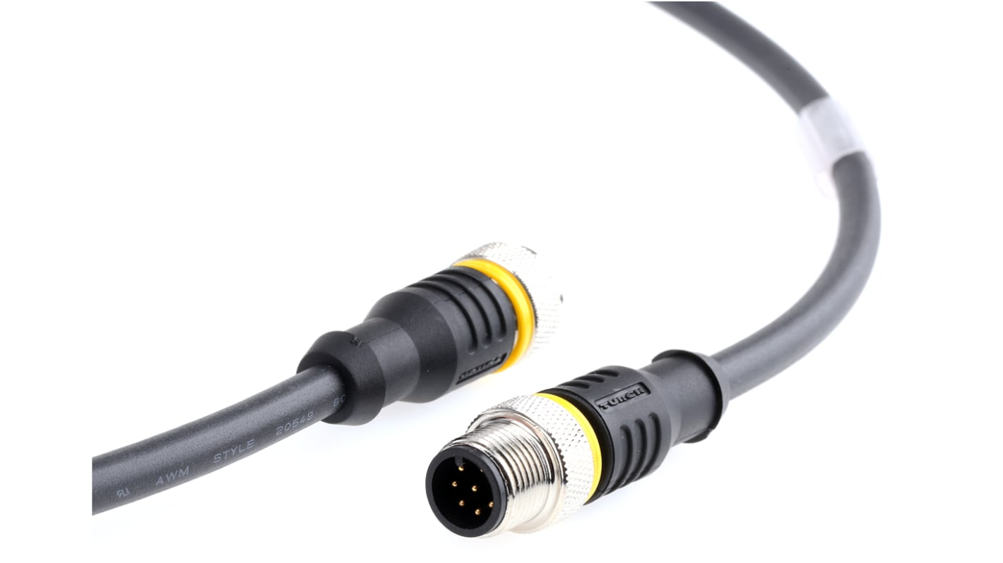 Turck Straight Female 8 way M12 to Straight Male 8 way M12 Sensor Actuator Cable, 2m