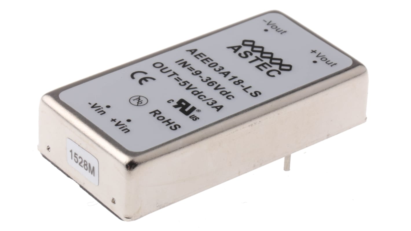 Artesyn Embedded Technologies AEE, Vout: 5V dc 15W, Vin: 9 → 36 V dc DC-DC-konverter