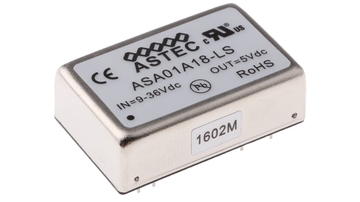 Artesyn Embedded Technologies ASA DC-DC Converter, 5V dc/ 1A Output, 9 → 36 V dc Input, 5W, Through Hole, +71°C