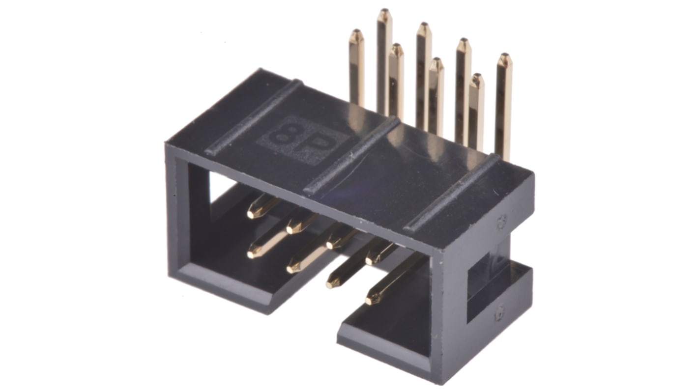 Conector macho para PCB Ángulo de 90° Wurth Elektronik serie WR-BHD de 8 vías, 2 filas, paso 2.54mm, para soldar,