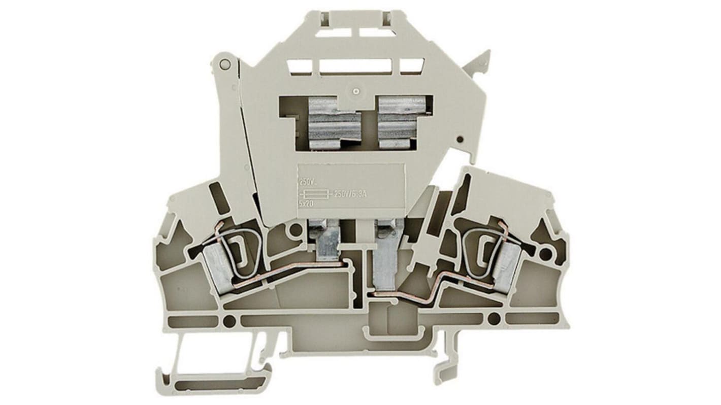 Weidmüller Z Reihenklemme mit Sicherungshalter Einfach Beige, 60 V ac/dc / 6.3A, Klemmanschluss