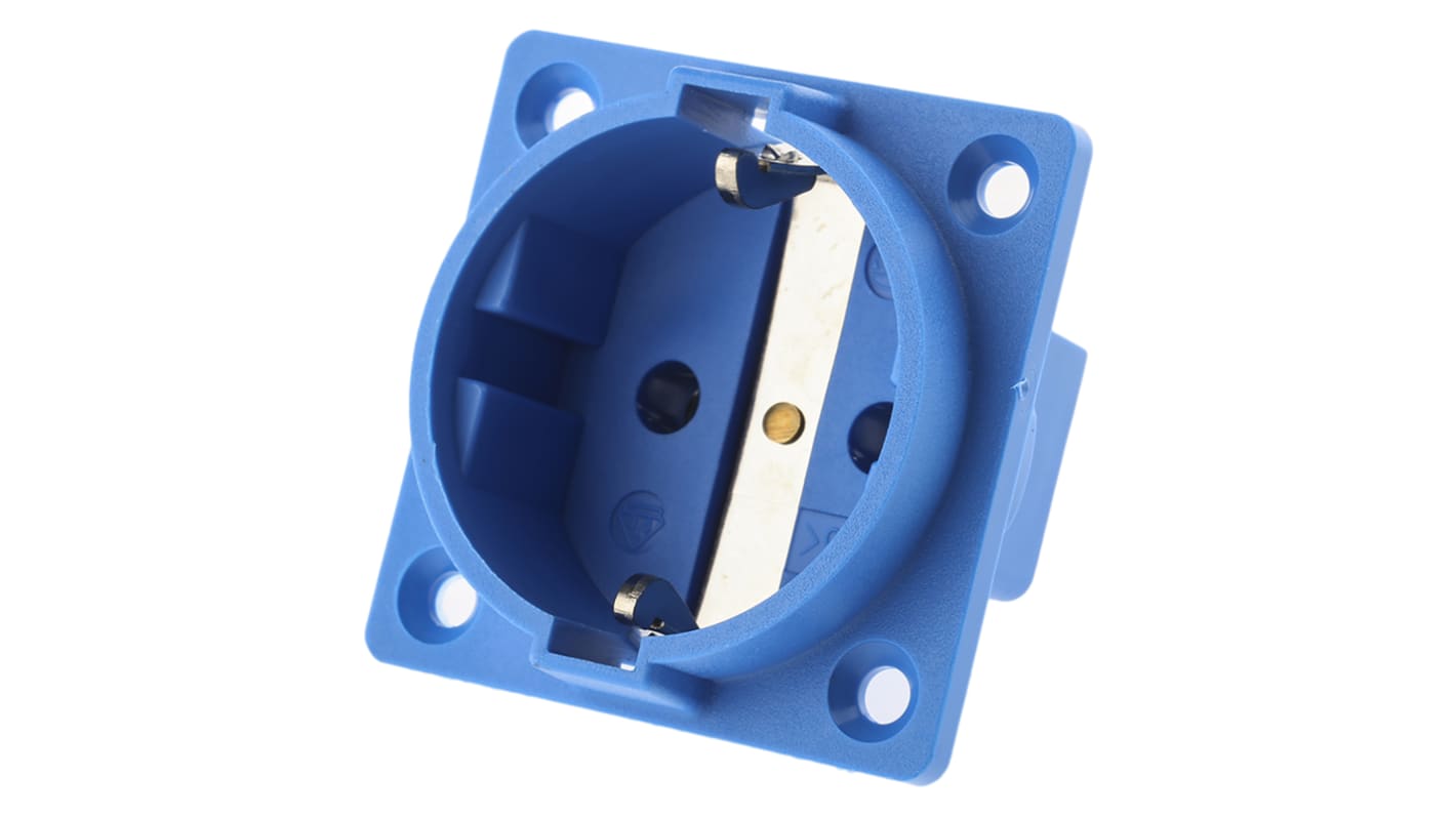 ABL Sursum Blue 1 Gang Plug Socket, 16A, Type F - German Schuko, Indoor Use