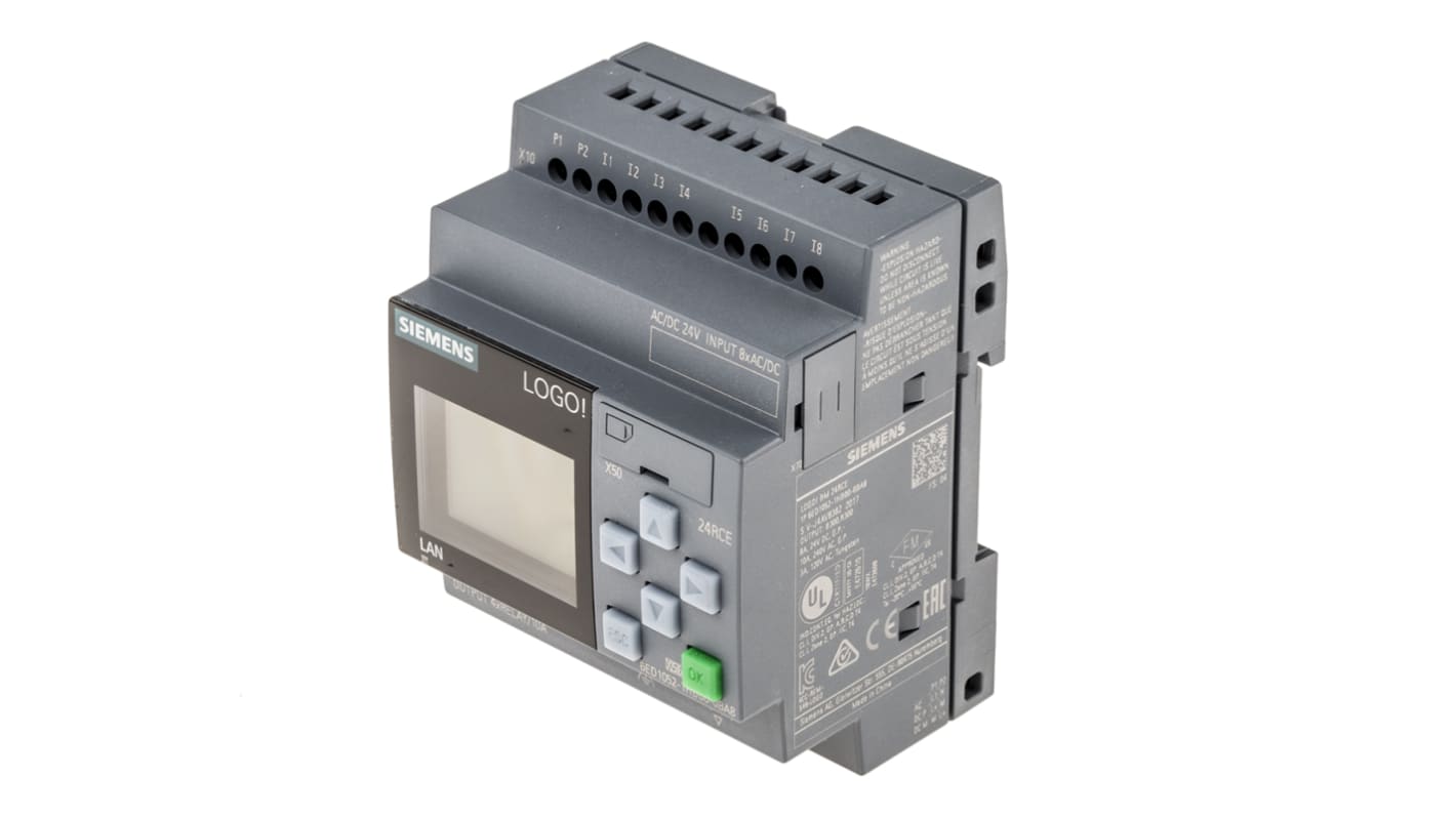 Siemens LOGO! 8 Logic Module, 24 V dc Relay, 8 x Input, 4 x Output With Display