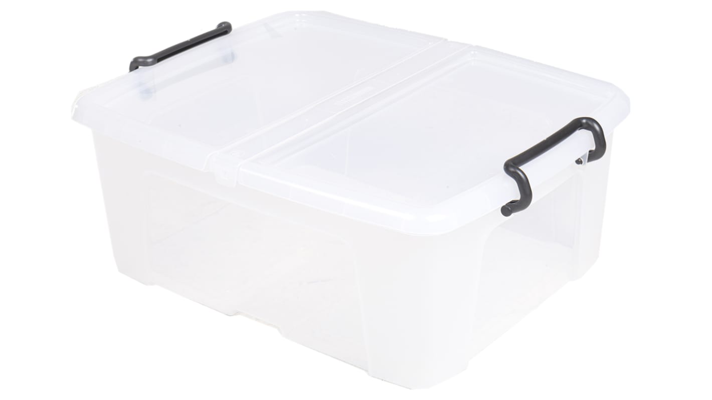 RS PRO 24L Transparent Polymer Medium Storage Box, 190mm x 395mm x