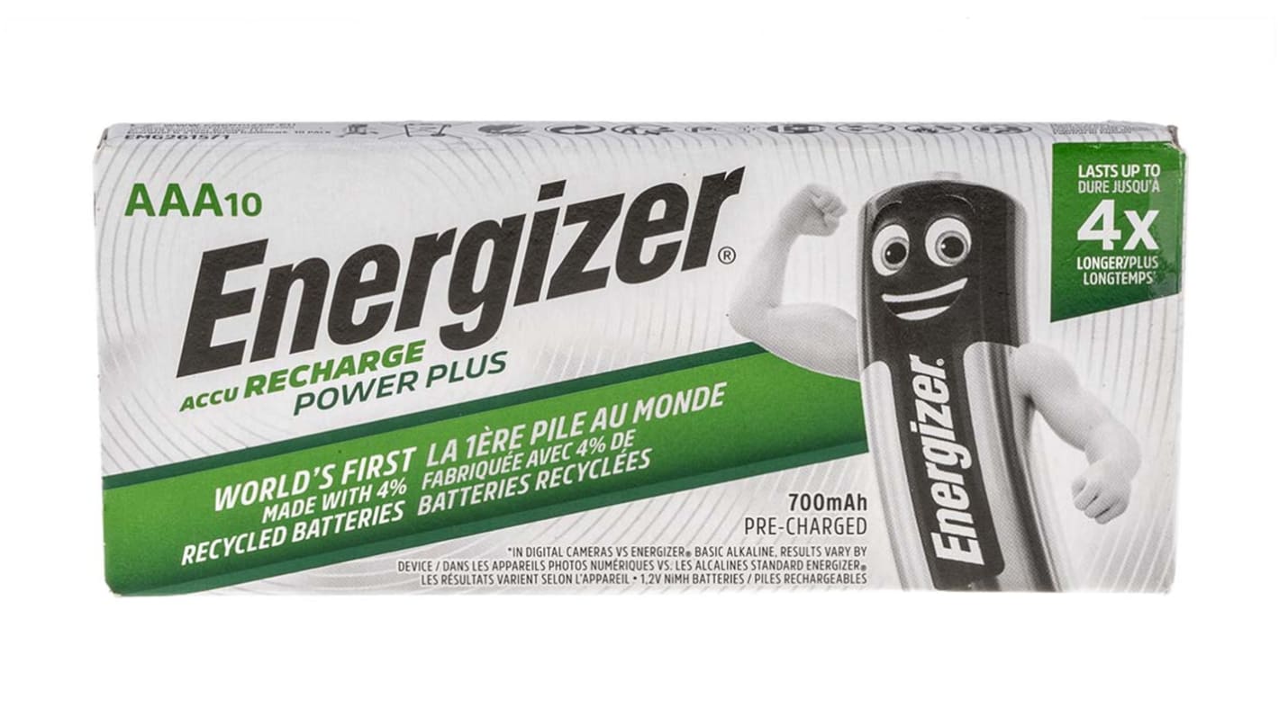 単四型充電池 Energizer ニッケル水素電池 1.2V, 700mAh