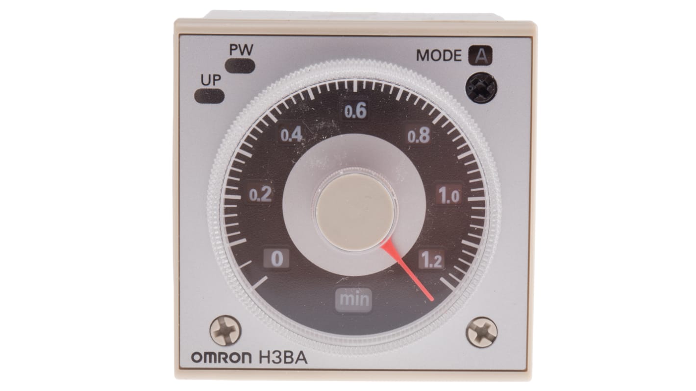 Omron H3BA Series Panel Mount Timer Relay, 110V ac, 1-Contact, 0.05 s → 300h, 1-Function, SPDT