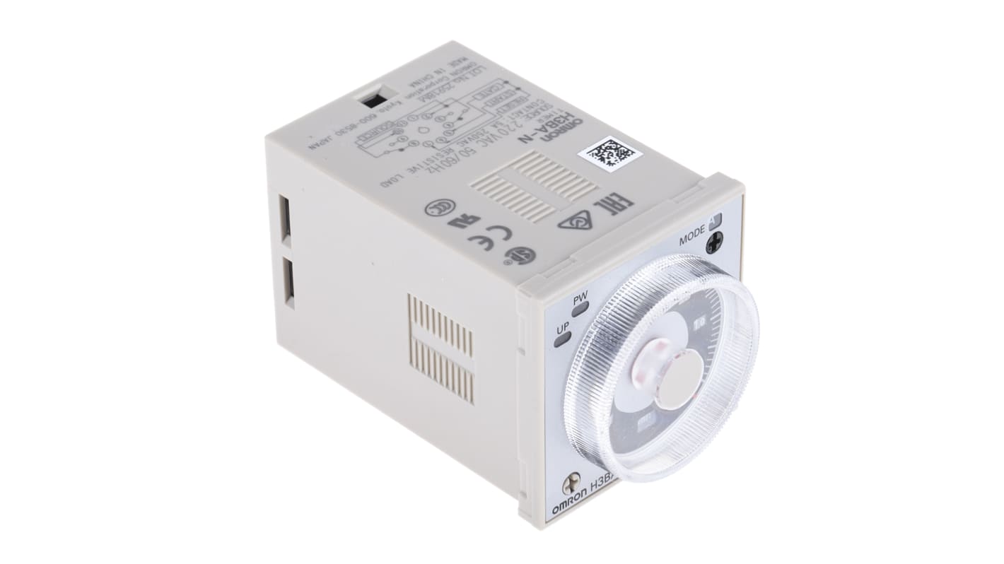 Omron H3BA Zeitrelais, Frontplattenmontage, 0.05 s → 300h, 220V ac, 2 Kont. Multifunktion, 2-poliger Wechsler