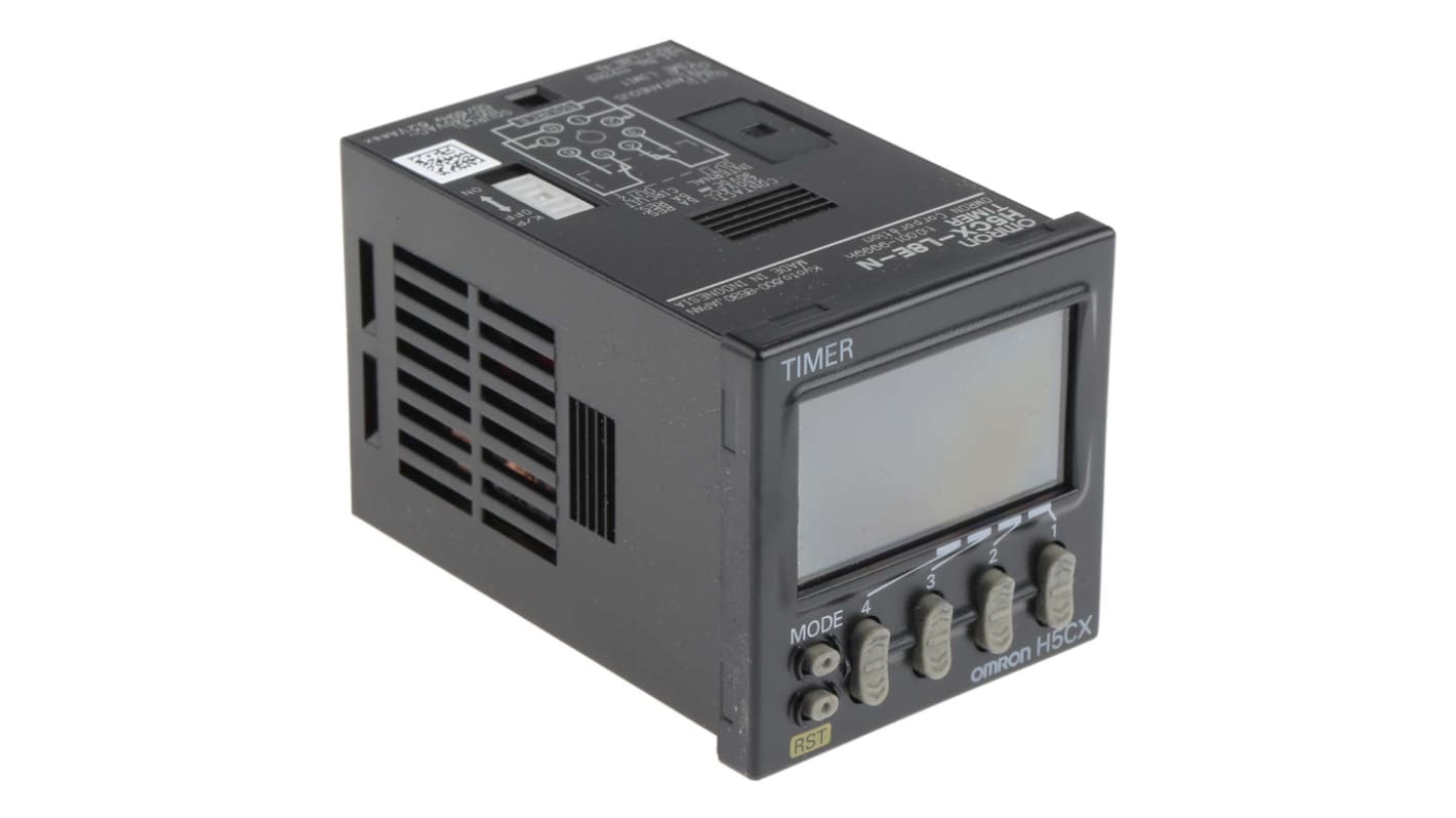 Omron H5CX Series Panel Mount Timer Relay, 100 → 240V ac, 1-Contact, 0.001 s → 9999h, SPDT