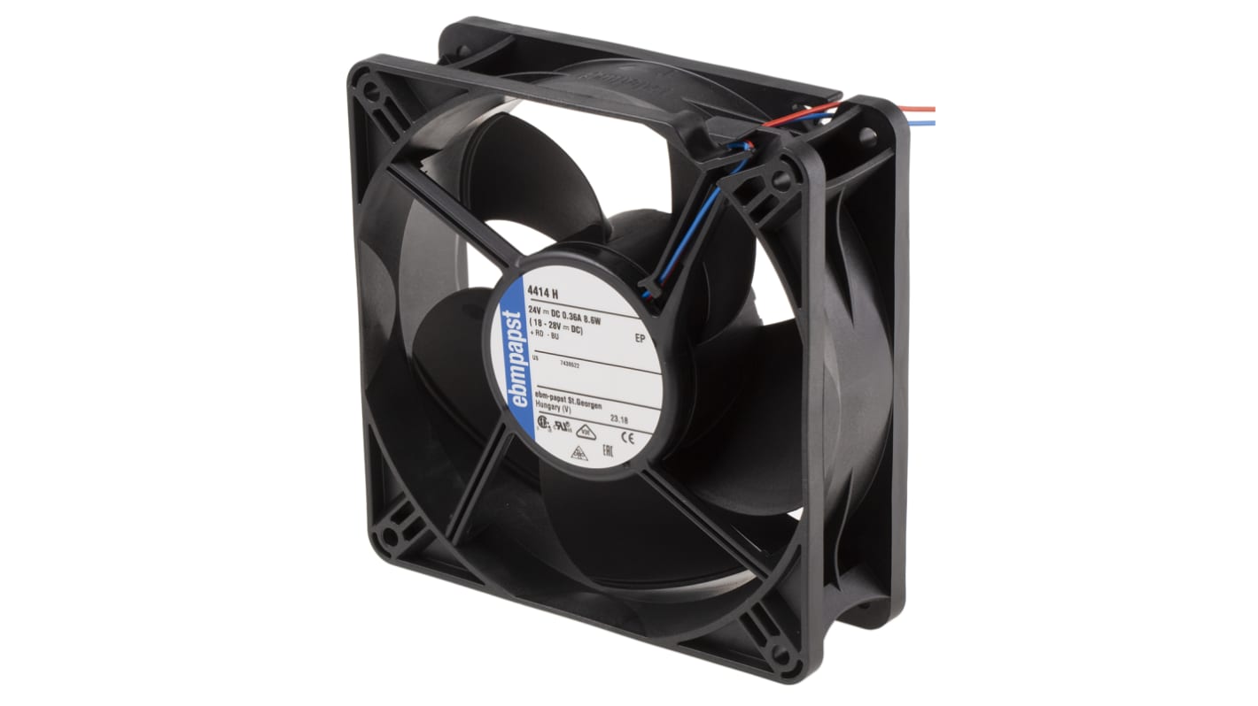 Axiální ventilátor, řada: 4400 DC, 119 x 119 x 38mm, průtok vzduchu: 240m³/h 8.6W 24 V DC