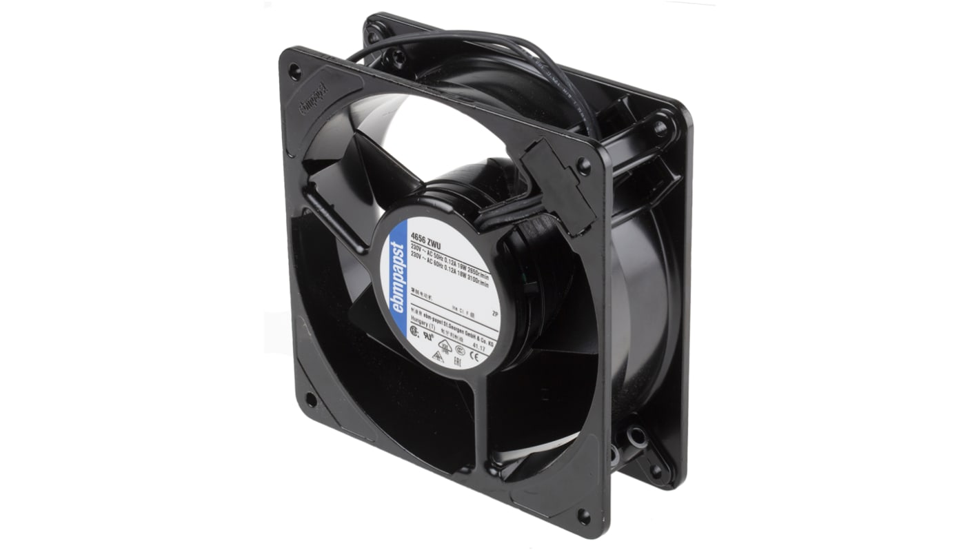 ebm-papst 4000 Z Series Axial Fan, 230 V ac, AC Operation, 160m³/h, 19W, 119 x 119 x 38mm