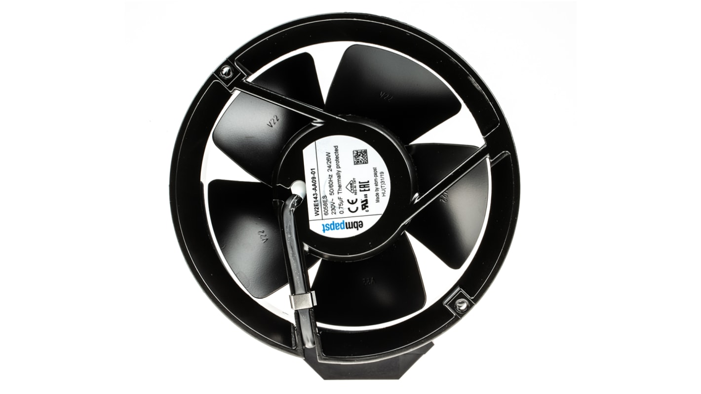 ebm-papst W2E142 Series Axial Fan, 230 V ac, AC Operation, 440m³/h, 26W, 172 x 51mm