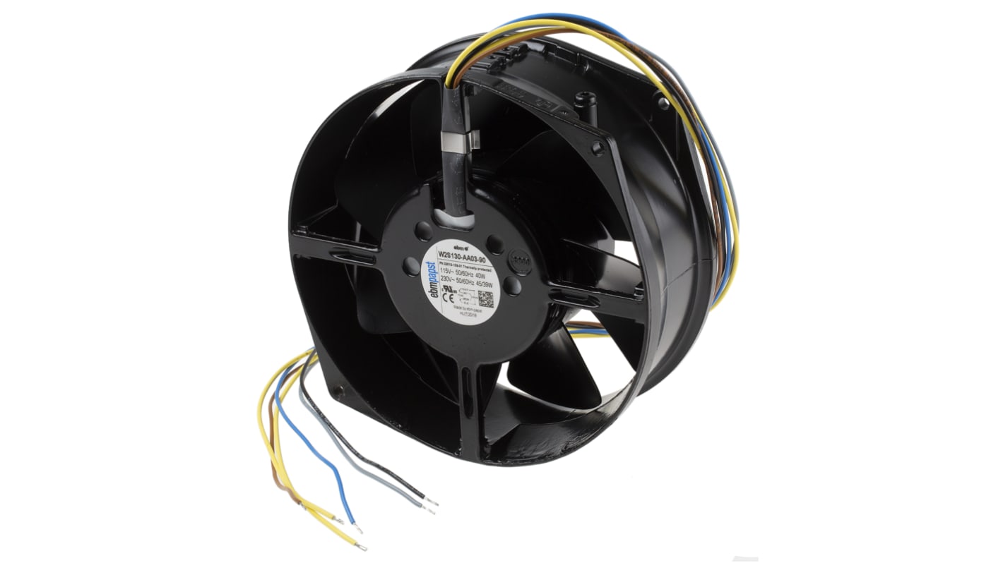 ebm-papst W2S130 Series Axial Fan, 230 V ac, AC Operation, 380m³/h, 45W, 172 x 55mm